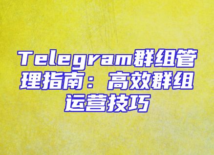 Telegram群组管理指南：高效群组运营技巧