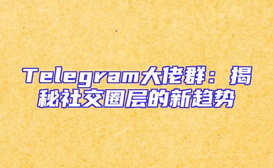 Telegram大佬群：揭秘社交圈层的新趋势