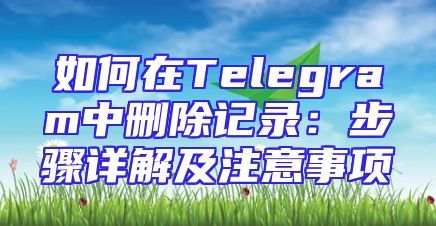 如何在Telegram中删除记录：步骤详解及注意事项