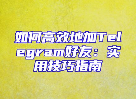 如何高效地加Telegram好友：实用技巧指南