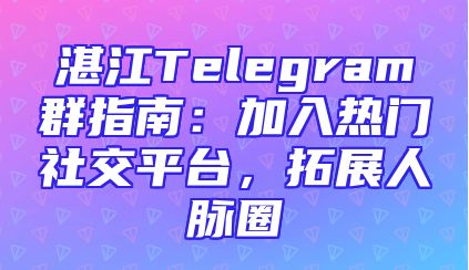 湛江Telegram群指南：加入热门社交平台，拓展人脉圈