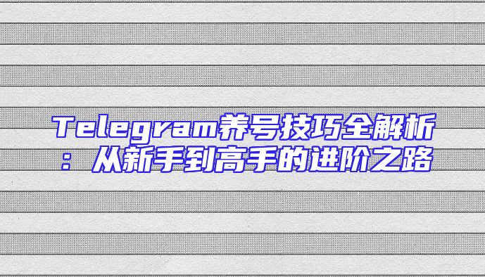 Telegram养号技巧全解析：从新手到高手的进阶之路
