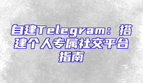 自建Telegram：搭建个人专属社交平台指南