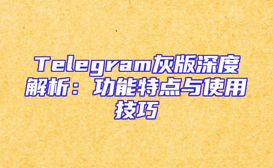 Telegram灰版深度解析：功能特点与使用技巧