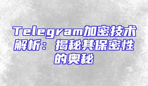 Telegram加密技术解析：揭秘其保密性的奥秘